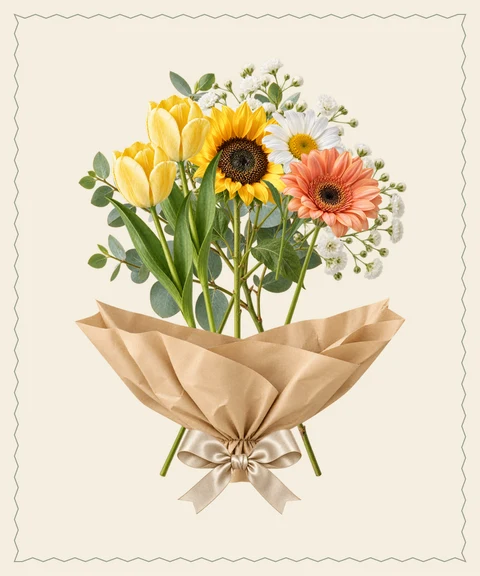 Sunflowers and yellow tulips for a bright new chapter.